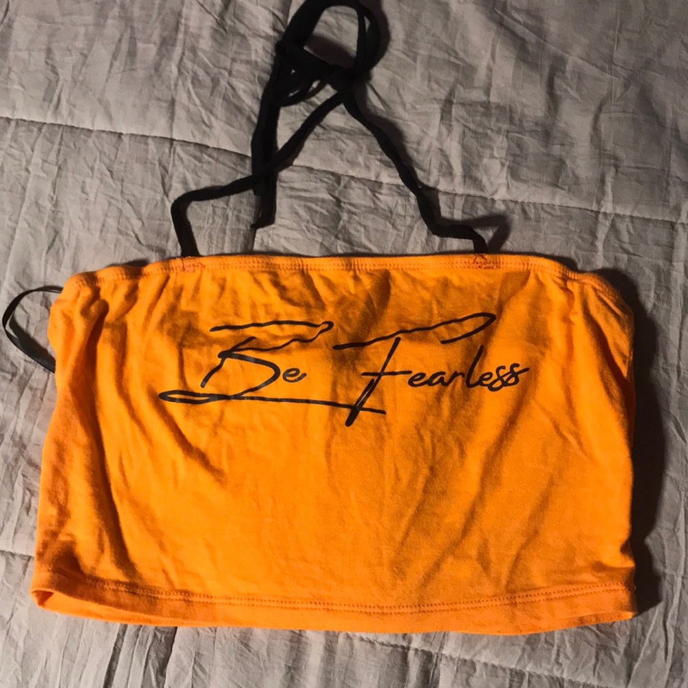 Orange straight neck crop top